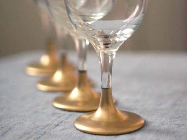 γυαλί χρυσό ζωγραφική diy ιδέες με ποτήρια κρασιού
