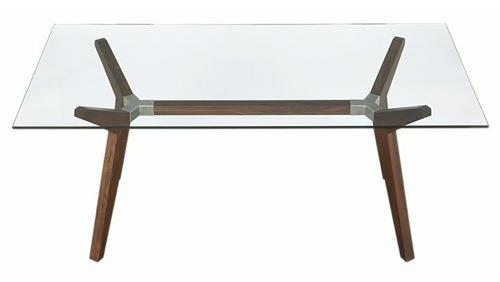 γυάλινο ξύλινο τραπέζι από μέταλλο