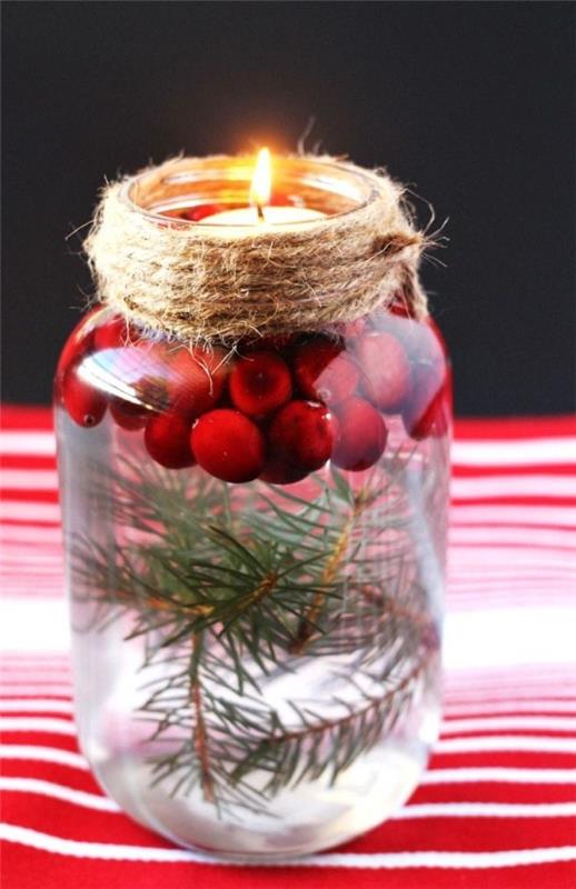 ποτήρι με φρούτα Χριστουγεννιάτικα κεριά