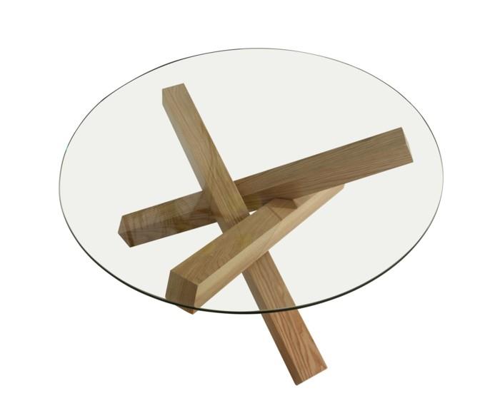 παραδείγματα επίπλων από γυάλινο τραπέζι- ζωντανές ιδέες deco ιδέες γύρω από ξύλινα πόδια
