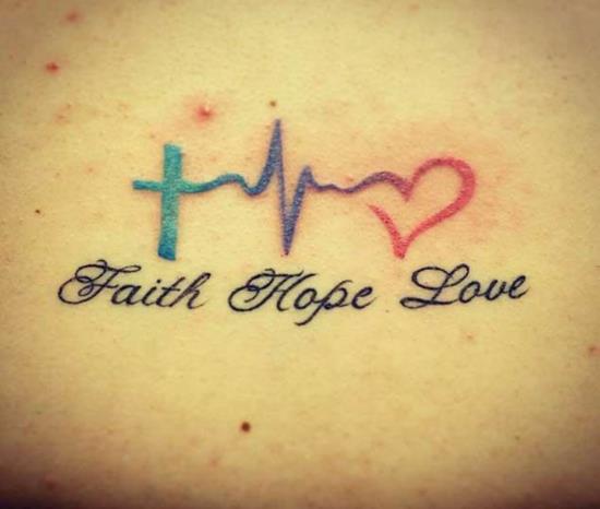 πίστη αγάπη ελπίδα τατουάζ σταυρός καρδιακός παλμός καρδιά