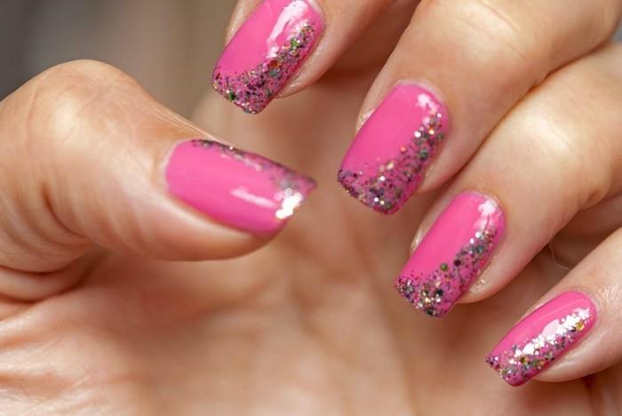 glitter ροζ νύχια βερνίκι νυχιών gel νύχια κάνουν ιδέες μανικιούρ καλοκαίρι