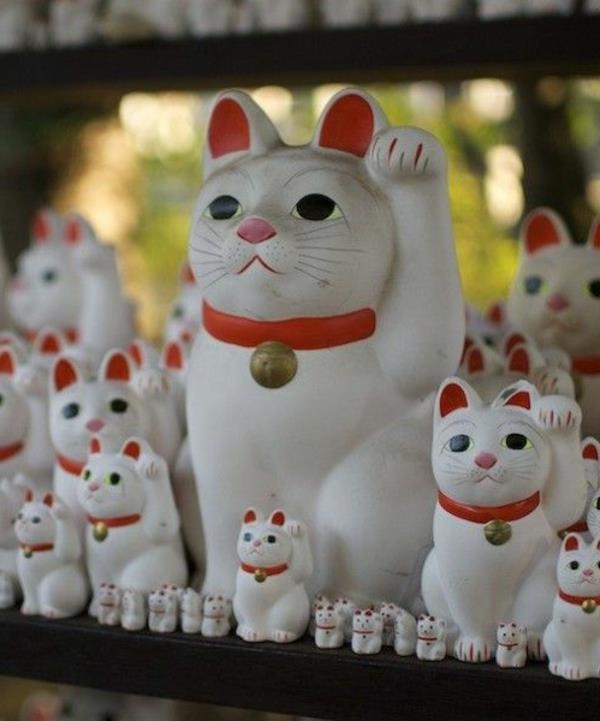 τυχερή γοητεία που σημαίνει Ιαπωνία λευκή γάτα maneki nekos