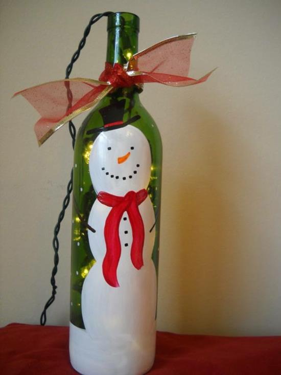 φθηνή χριστουγεννιάτικη διακόσμηση μπουκάλι χιονάνθρωπος διακοσμεί