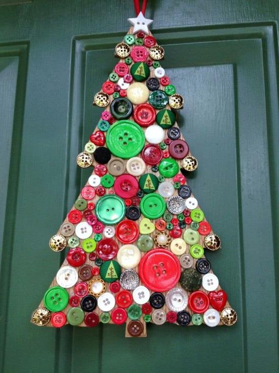 φθηνή χριστουγεννιάτικη διακόσμηση πόρτα διακόσμηση έλατο από κουμπιά