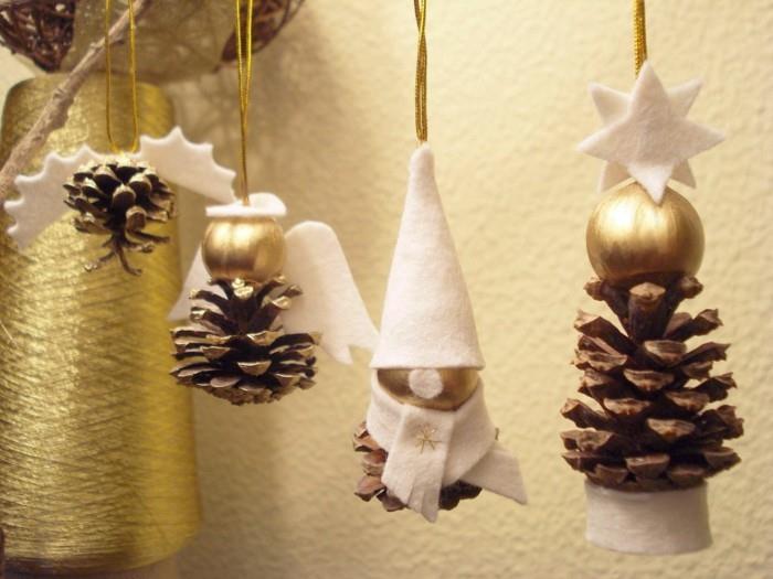 χρυσαφένια κουκουνάρια κάνουν ιδέες διακόσμησης χριστουγεννιάτικου δέντρου με κώνους