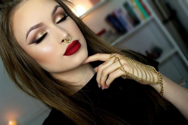 χρυσό glitter smokey eyes make-up