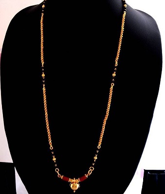 Basit Uzun Zincirli Mangalsutra Tasarımı
