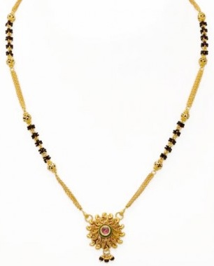 Kundan Tarzı Kolye Kalın Zincir Mangalsutra