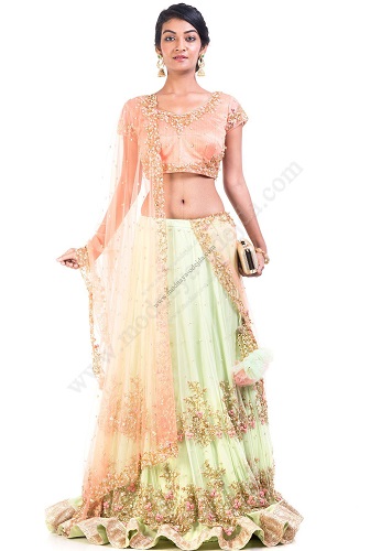 Georgette Altın Lehenga Choli