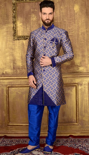 Mėlyna ir auksinė Sherwani