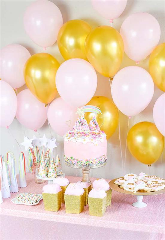 χρυσά και ροζ μπαλόνια ιδέες χειροτεχνίας μονόκερου