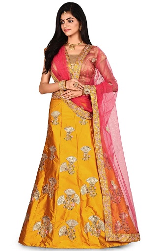 Geltona Gota Patti Lehenga