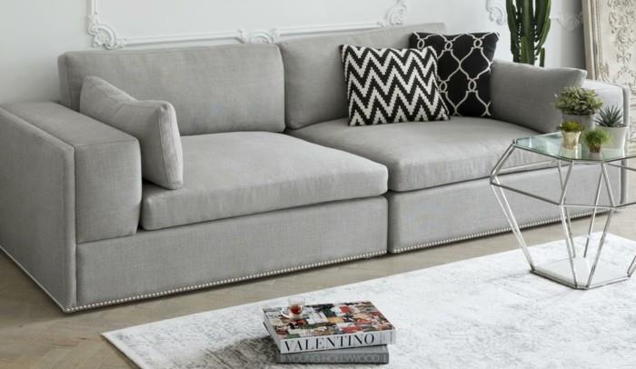 γκρι σχεδιαστές καναπές σαλόνι ιδέες διακόσμησης ρίχνουν μαξιλάρια