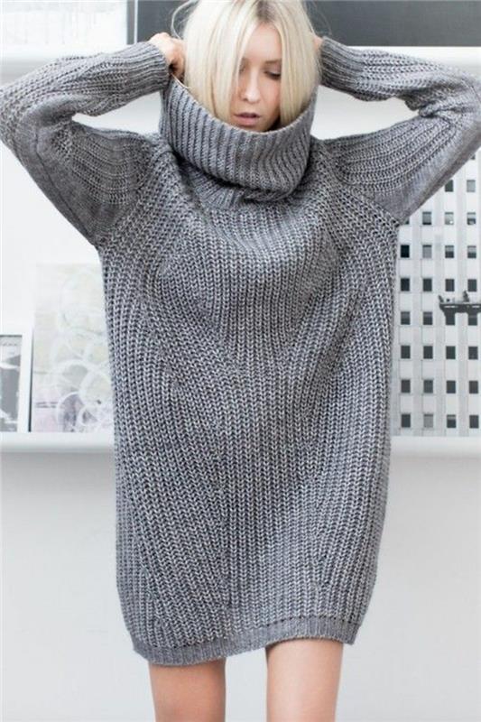 γκρι γυναικείο πουλόβερ πουλόβερ υπερμεγέθη χειμερινή μόδα