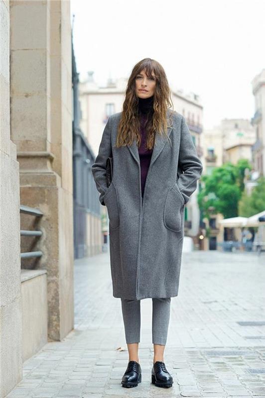 γκρι παλτό στολή πτώση μόδας τάσεις στυλ δρόμου
