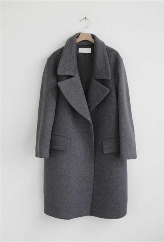 γκρι παλτό στολή χειμερινές τάσεις μόδας κυρίες παλτό σκούρο γκρι