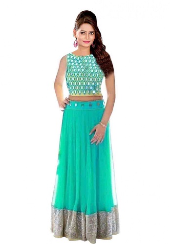 Deniz Yeşili Net Lehenga Choli