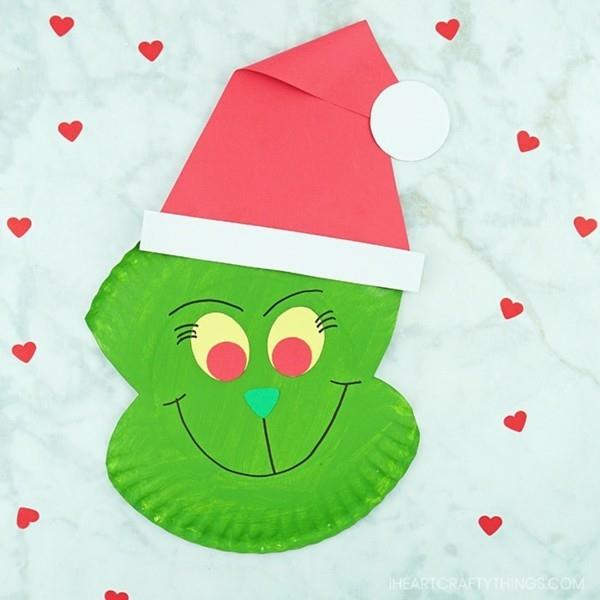 grinch tinker με χάρτινα πιάτα για τα Χριστούγεννα