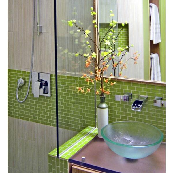 πράσινο κεραμίδι νεροχύτη καθρέφτη μπάνιου