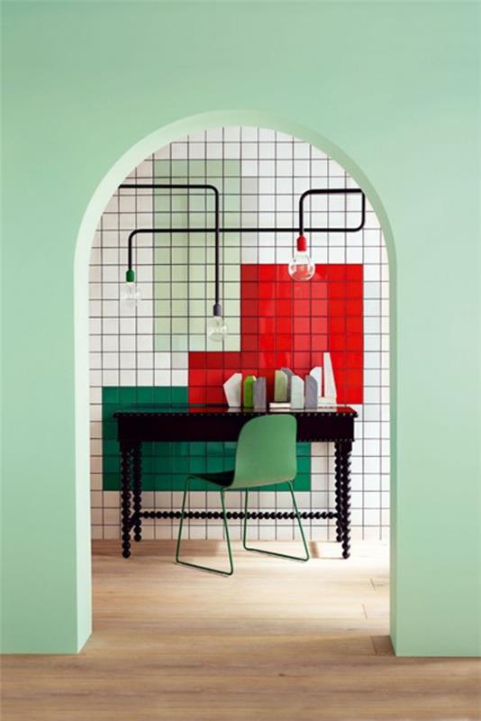 πράσινος φρέσκος τοίχος διαδρόμων χρώματα σχεδιασμός τοίχου στο διάδρομο