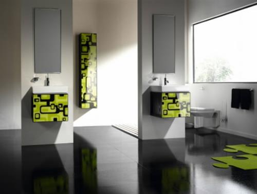 πράσινες επιφάνειες σύγχρονες αρθρωτές γυαλιστερές εικόνες μπάνιου