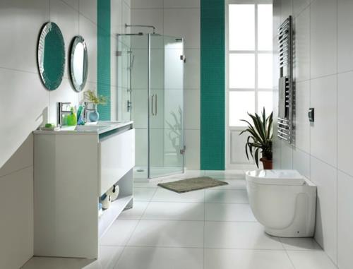πράσινο λευκό πλακάκι μωσαϊκό μπάνιο τοίχο καθρέφτη τουαλέτα