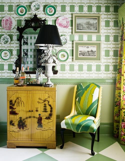 πράσινες καρέκλες σχεδιαστών λουλούδι ιδέα μοτίβο ελκυστική