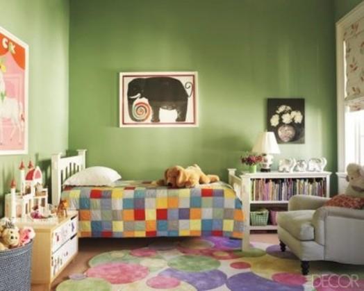πράσινο παιδικό δωμάτιο εσωτερική ιδέα χαρούμενη