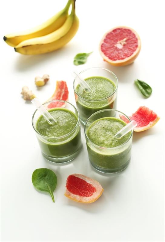 πράσινα smoothies με άκρες και κόλπα αδυνατίσματος γκρέιπφρουτ