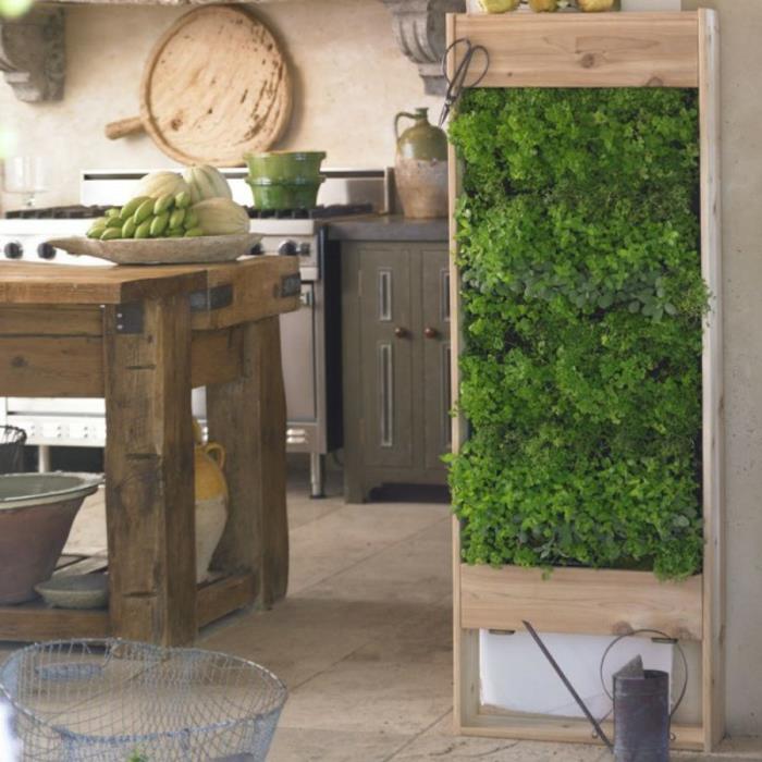 πράσινοι τοίχοι κουζίνα βότανο κήπος κάθετος