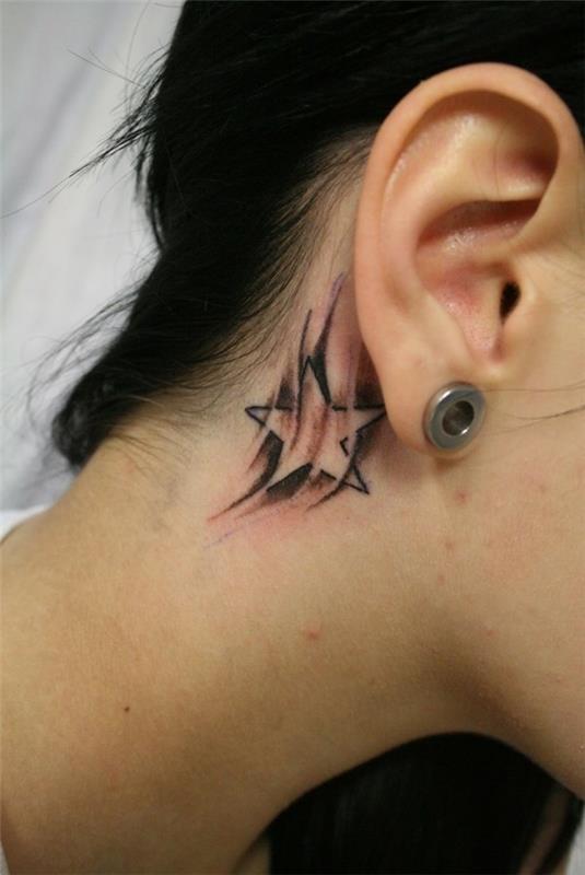 ιδέες τατουάζ μεγάλου αστεριού πίσω από το αυτί