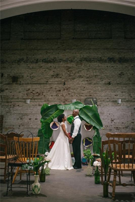 πράσινες γαμήλιες ιδέες γάμου οικολογικά φύλλα μπανάνας