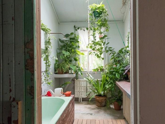 πράσινα φυτά παράθυρα σχεδιασμού μπάνιου
