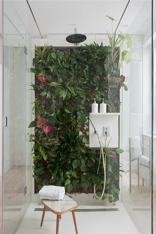 πράσινα φυτά εσωτερικού χώρου σχεδιασμός μπάνιου κάθετος κήπος