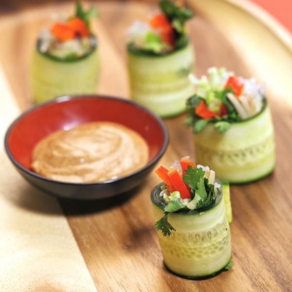 ρολό αγγουριού vegan συνταγές για φαγητό δαχτυλιδιών