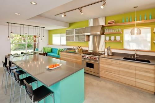 δημιουργήστε καλό σχέδιο κουζίνας φωτεινά πράσινα ράφια σχεδιασμού τοίχων