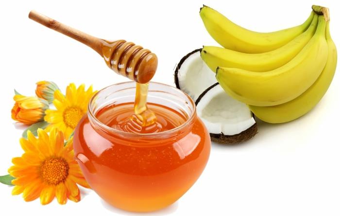 συμβουλές φροντίδας μαλλιών μάσκα μαλλιών μπανάνες μέλι καρύδας