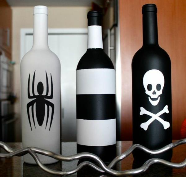 ιδέες διακόσμησης αποκριών μπουκάλια ασπρόμαυρα