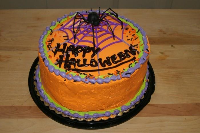 ιδέες αποκριών κέικ ψήσιμο πορτοκαλί αράχνη διακόσμηση