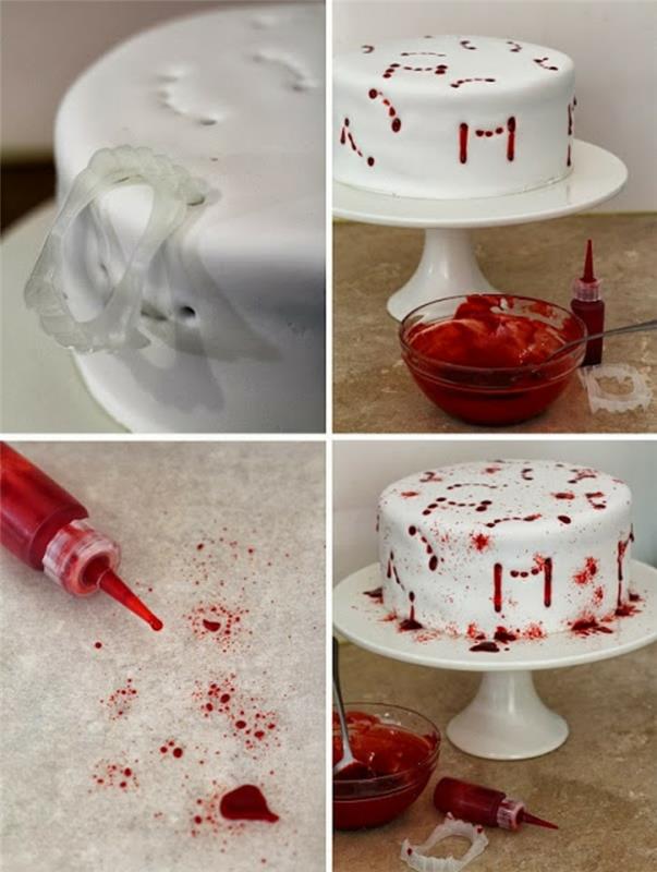 Αποκριάτικο κέικ που διακοσμεί αιματηρά βατόμουρα