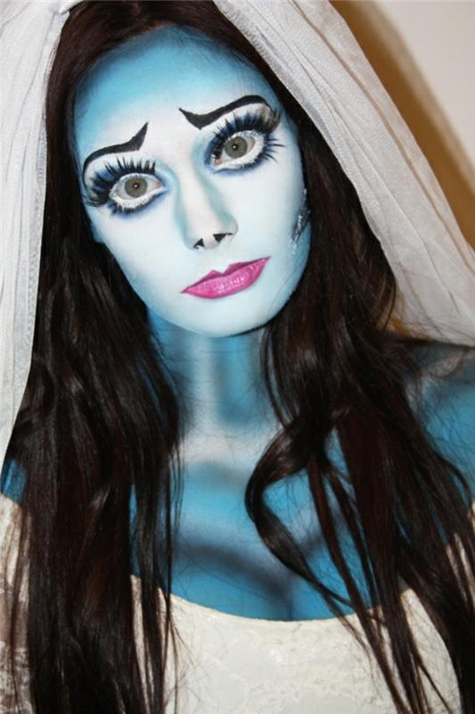 αποκριες μακιγιαζ ιδεες για γυναικες νυφες πτωμα χρωμα δερματος μπλε