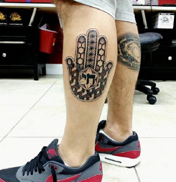 χαμάσα τατουάζ κάτω πόδι blackwork