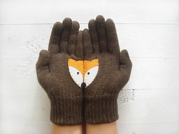 γάντια δεμένη καφέ αλεπού