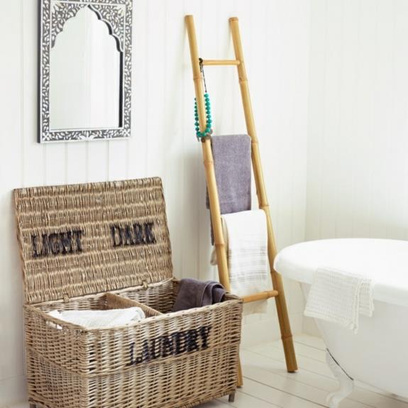 πετσέτα σκάλα κρεβατοκάμαρα έπιπλα βιώσιμη σχεδίαση μπαμπού καλάθι καλάθι