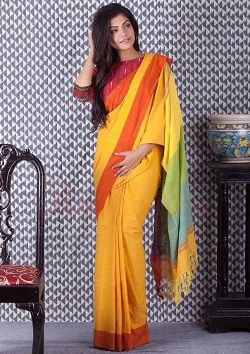 El Dokuması Keten Sarees