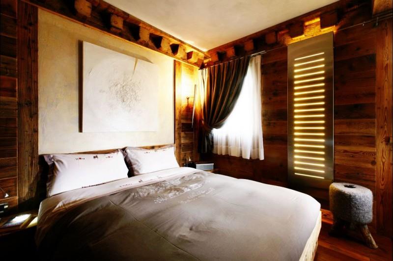 σπίτι ρουστίκ στυλ πολυτελές υπνοδωμάτιο κρεβάτι παράθυρο ξύλο