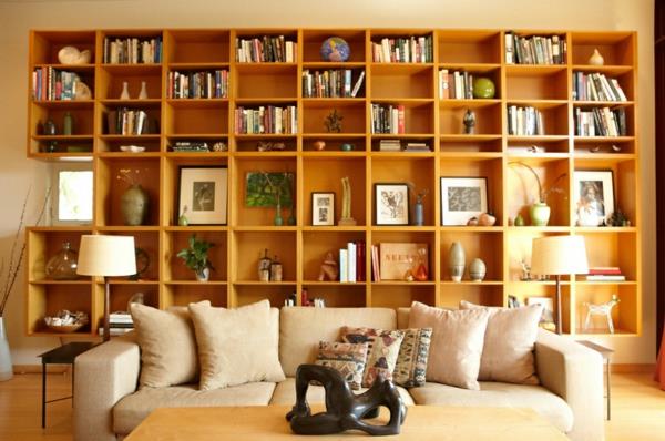 βιβλιοθήκη σπιτιού βιβλιοθήκες ξύλο σχεδιασμός σαλόνι καναπές τραπεζάκι καφέ ξύλο