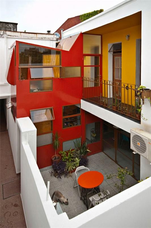 σπίτι πρόσοψη χρώμα χρώμα σχεδιασμός πόλης διαμέρισμα ταράτσα βεράντα σπίτι ζωγραφική χρώμα κόκκινο λευκό κίτρινο