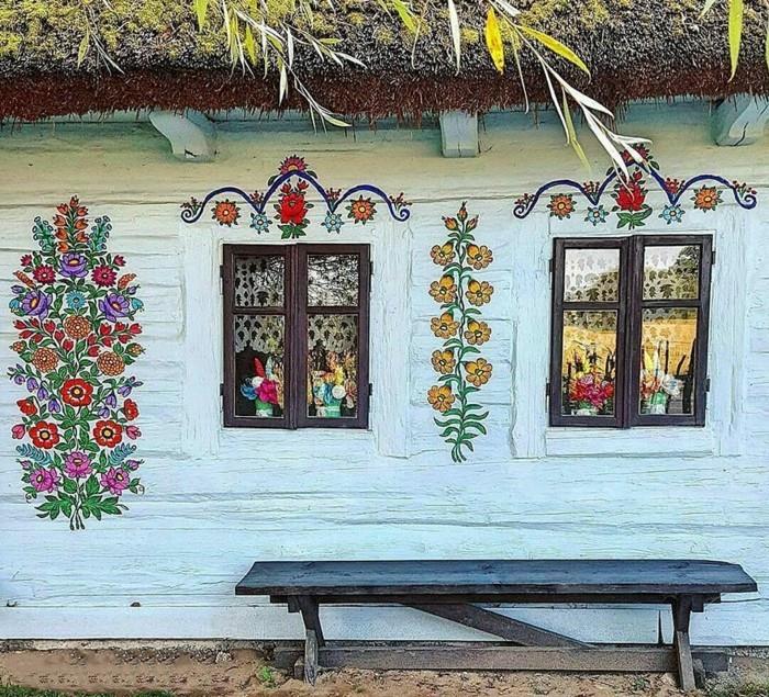 Σχεδιασμός πρόσοψης σπιτιού zalipie floral deco ιδέες